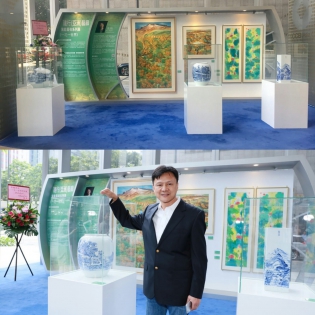 Photo of Ko Lam and his artworks