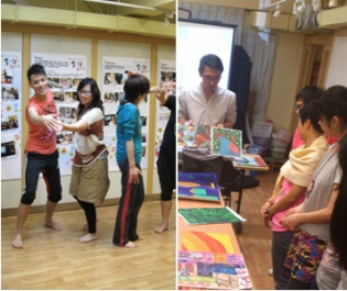 photo of "How to deliver dance workshop for people with special needs" (Left) & How to display the artworks by people with different abilities" (right)