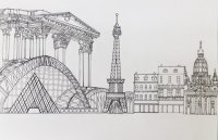 李敬滿油性筆紙本作品《我喜歡的巴黎》