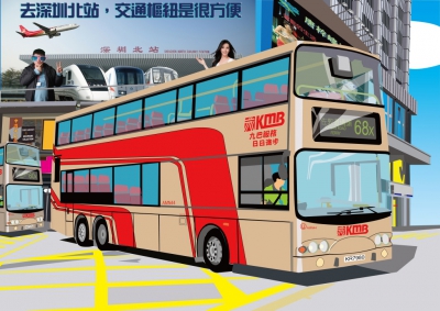 唐梓峰電腦繪圖設計作品《彌敦道上的巴士》