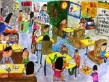 吳瑋呈繪畫作品《熱鬧的茶餐廳》