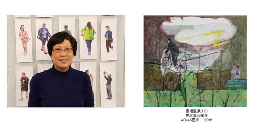 藝術導師鄧凝姿 作品 香港風景(1.2) 布本混合媒介